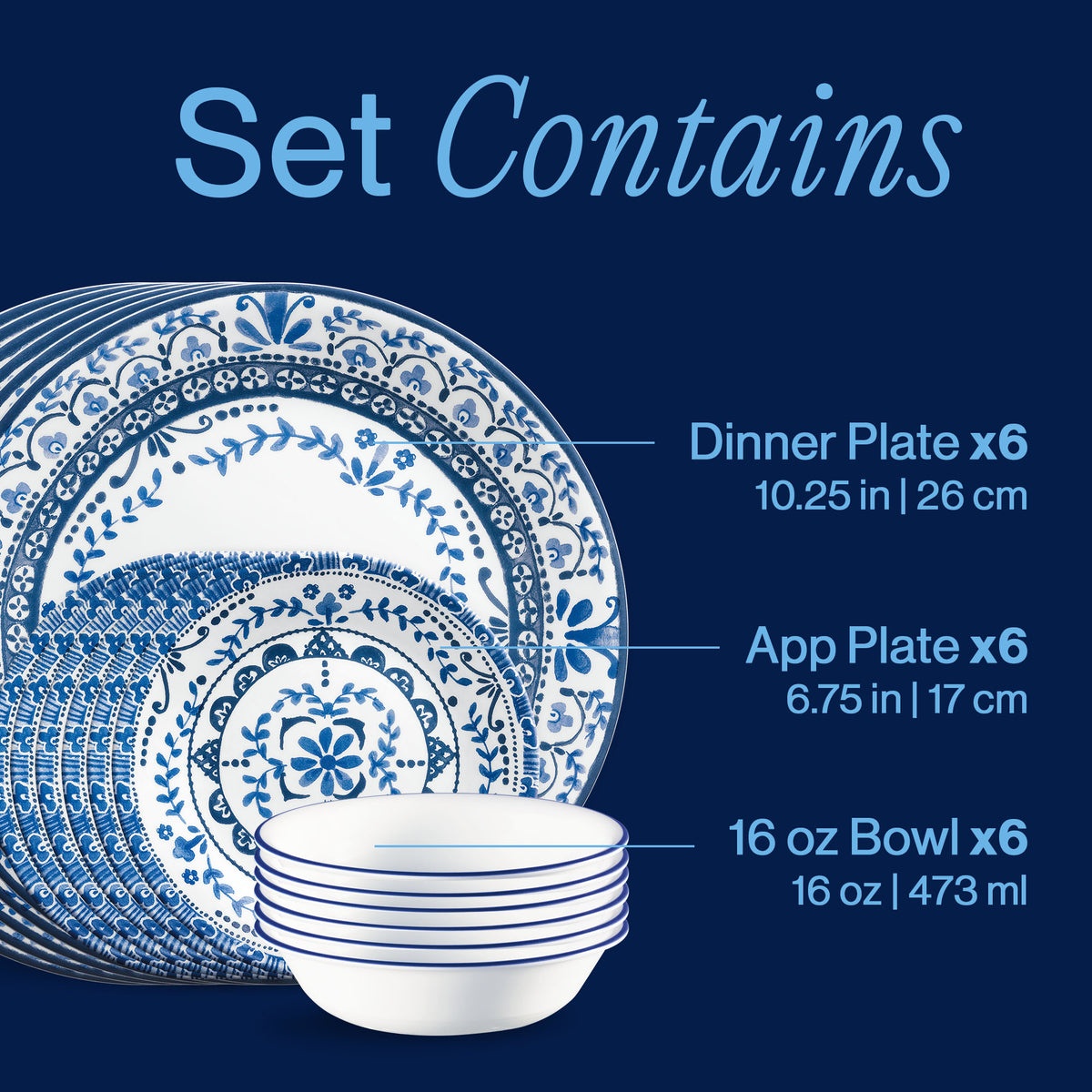 Corelle® Portofino 18-piece Dinnerware Set, Service for 6 - Image 3