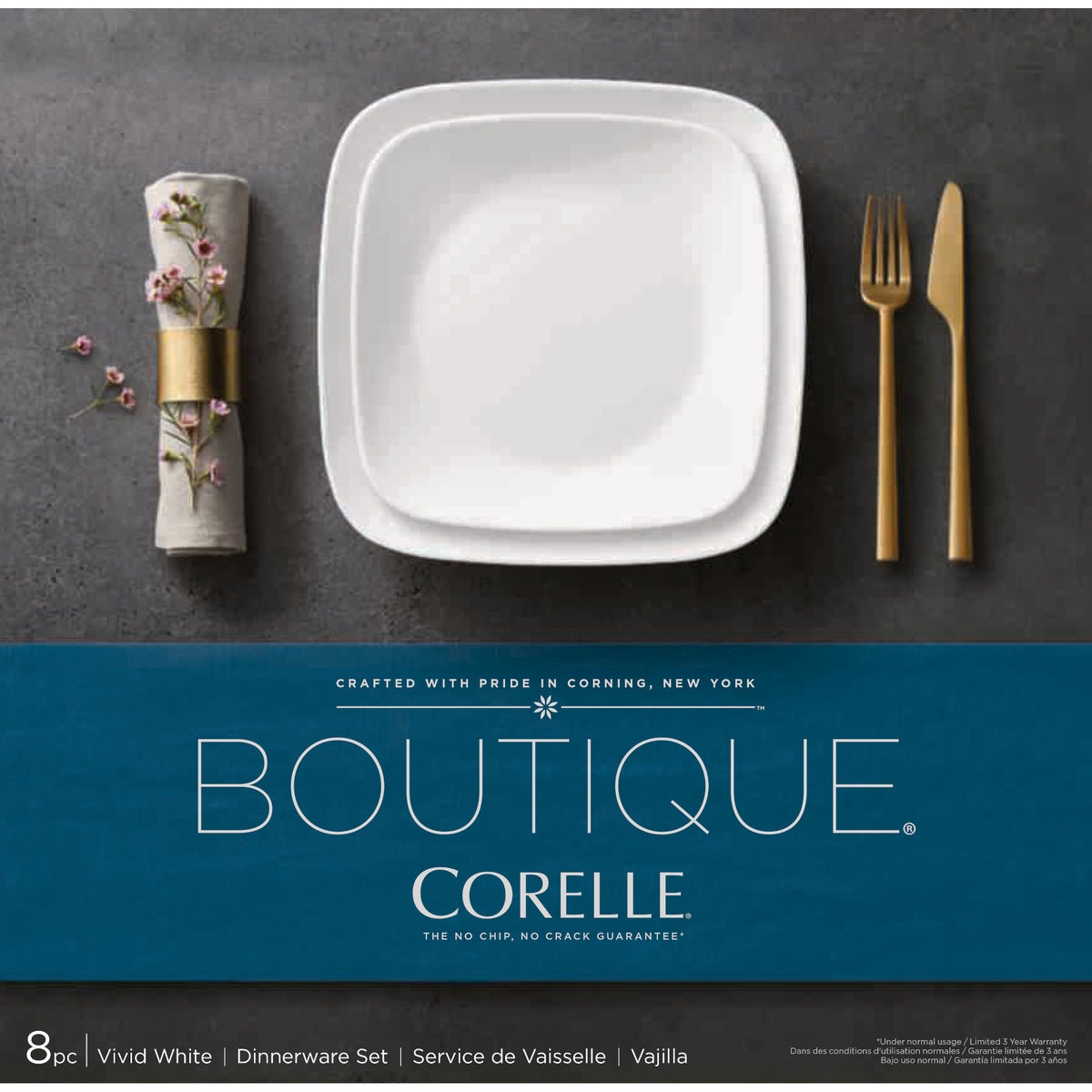 Corelle® Boutique Vivid White 8-piece Dinnerware Set, Service for 4 - Image 2