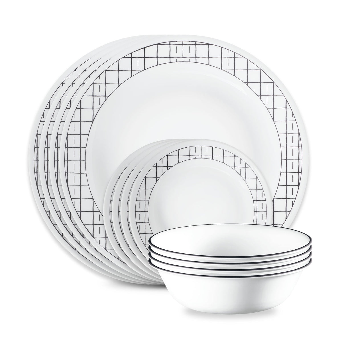 Corelle® Delicate Grid 12-piece Dinnerware Set, Service for 4